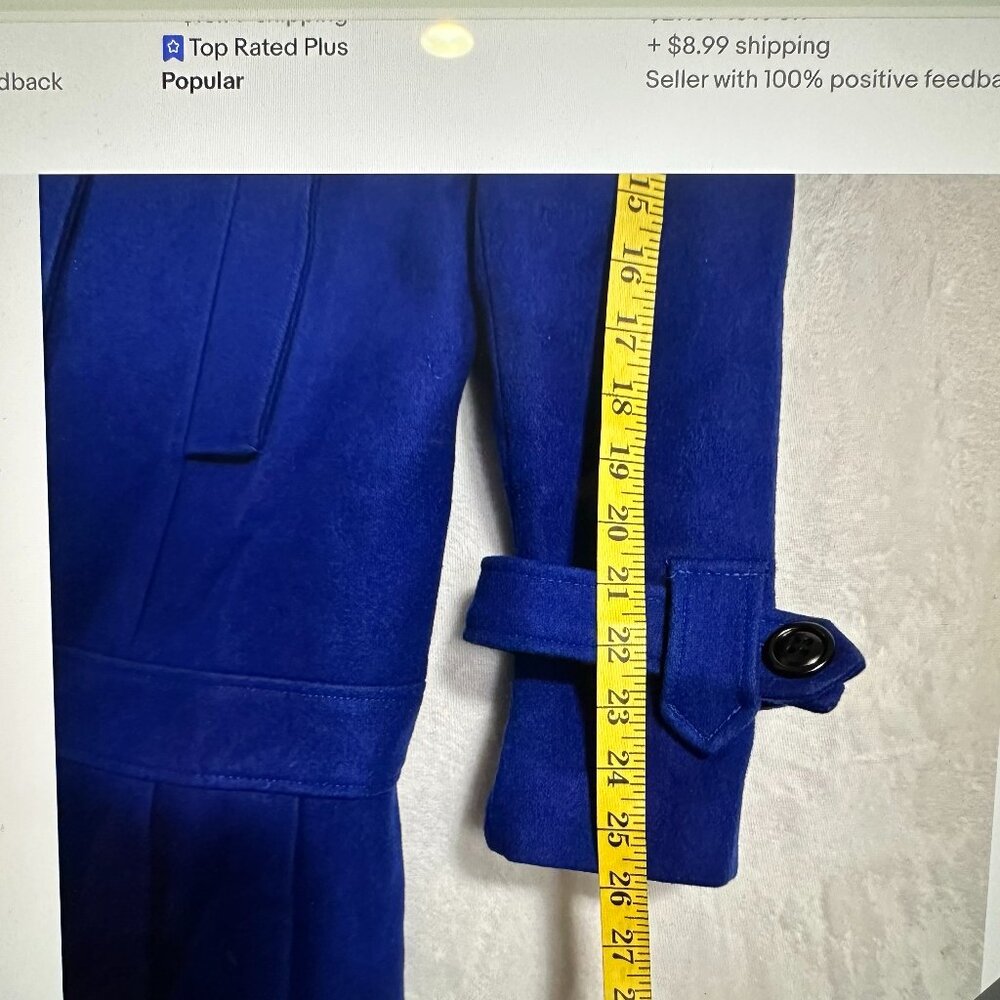 Y2K Blue Wool Worthington VTG Coat XL Corpcore Academia Classic 90 Pea-Coat BOHO - Picture 14 of 16